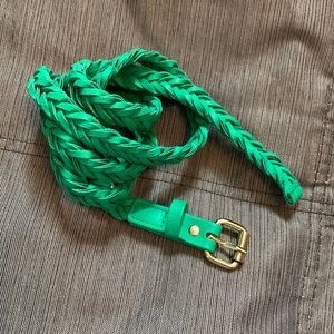 Green braided skinny belt